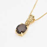 Smoky Topaz Necklace - Brown Diamond Pendant - Gold Boho Necklace