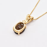 Smoky Topaz Necklace - Brown Diamond Pendant - Gold Boho Necklace