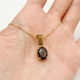 Smoky Topaz Necklace - Brown Diamond Pendant - Gold Boho Necklace