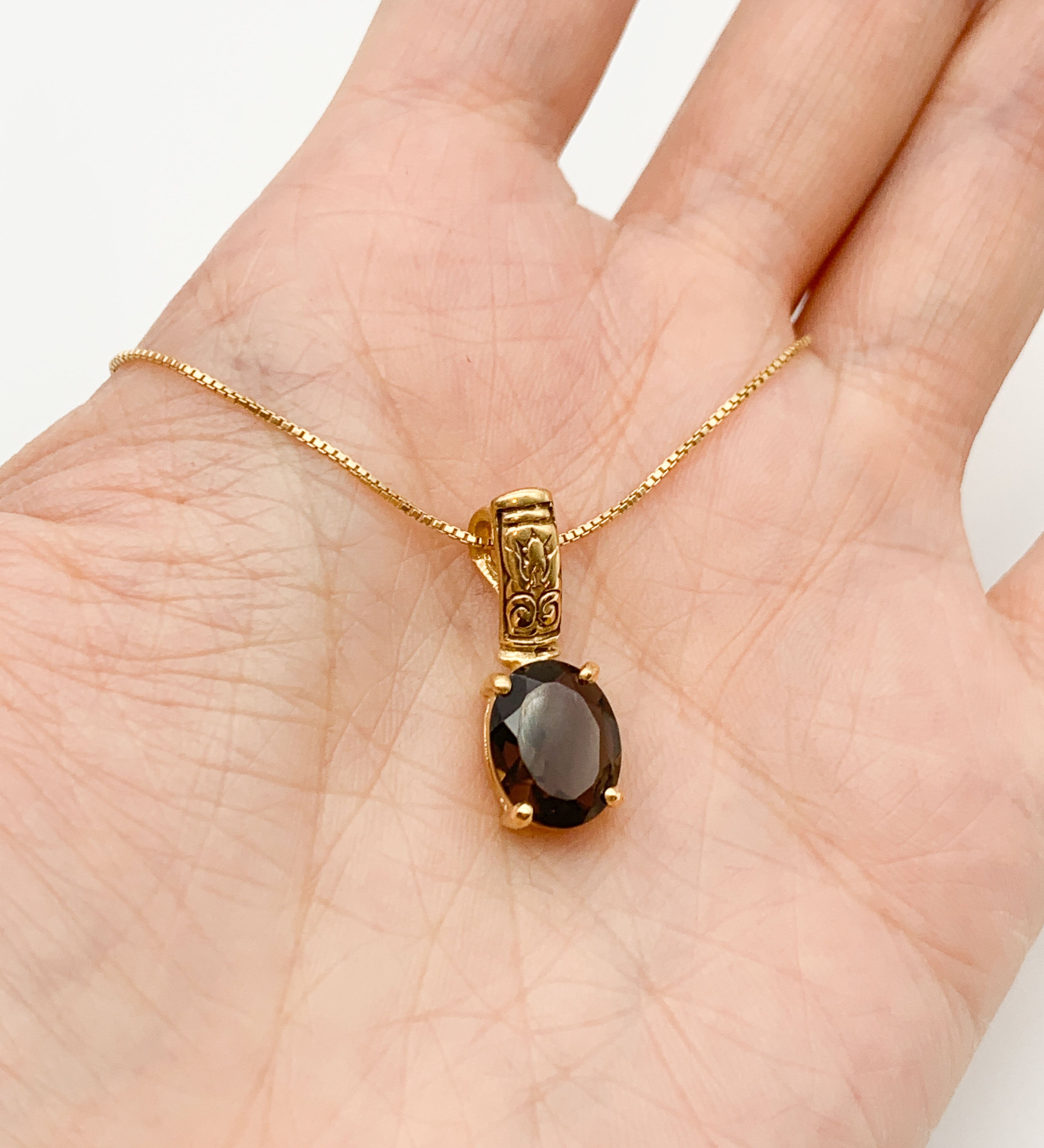 2804-P-NSTT: Gold Vermeil 18k Natural Smoky Topaz