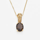 Smoky Topaz Necklace - Natural Smoky Topaz Necklace, Brown Vintage Necklace
