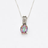 Gold Topaz Pendant - Mystic Topaz Necklace - Purple Tribal Necklace