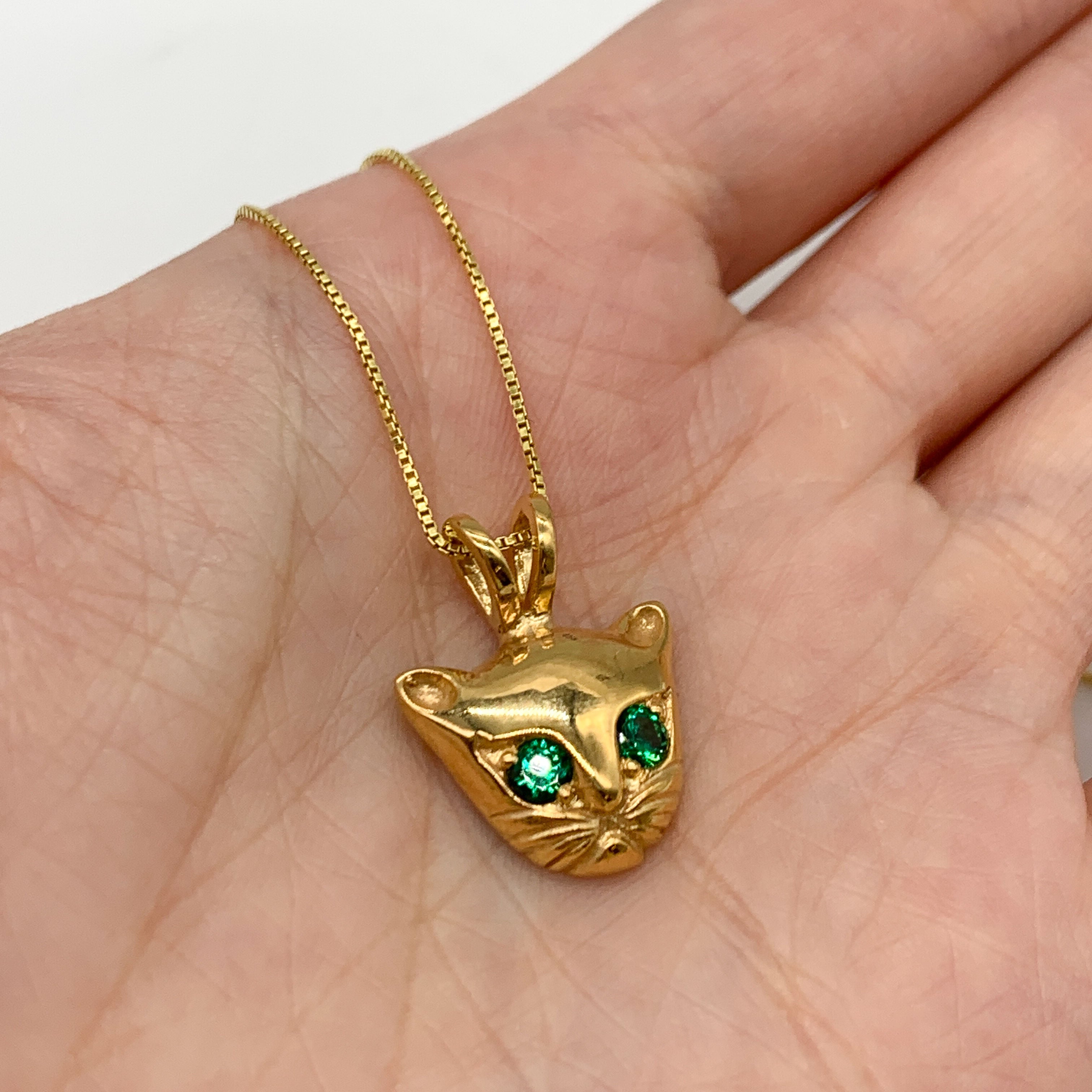 Elegant Emerald Pendant in 18k Gold Vermeil, features a Round Created Emerald, perfect for everyday wear and gifts.