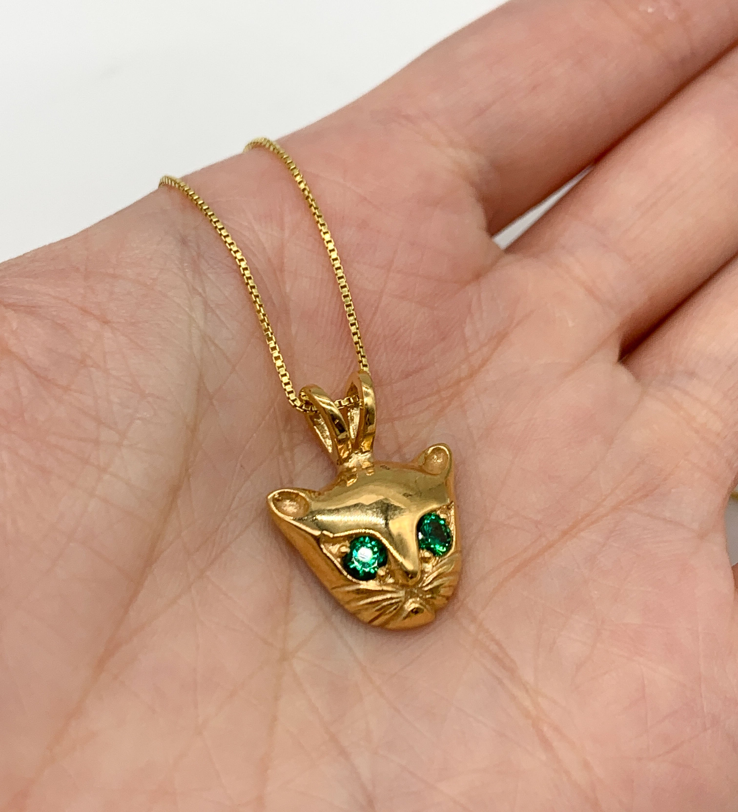 Elegant Emerald Pendant in 18k Gold Vermeil, features a Round Created Emerald, perfect for everyday wear and gifts.