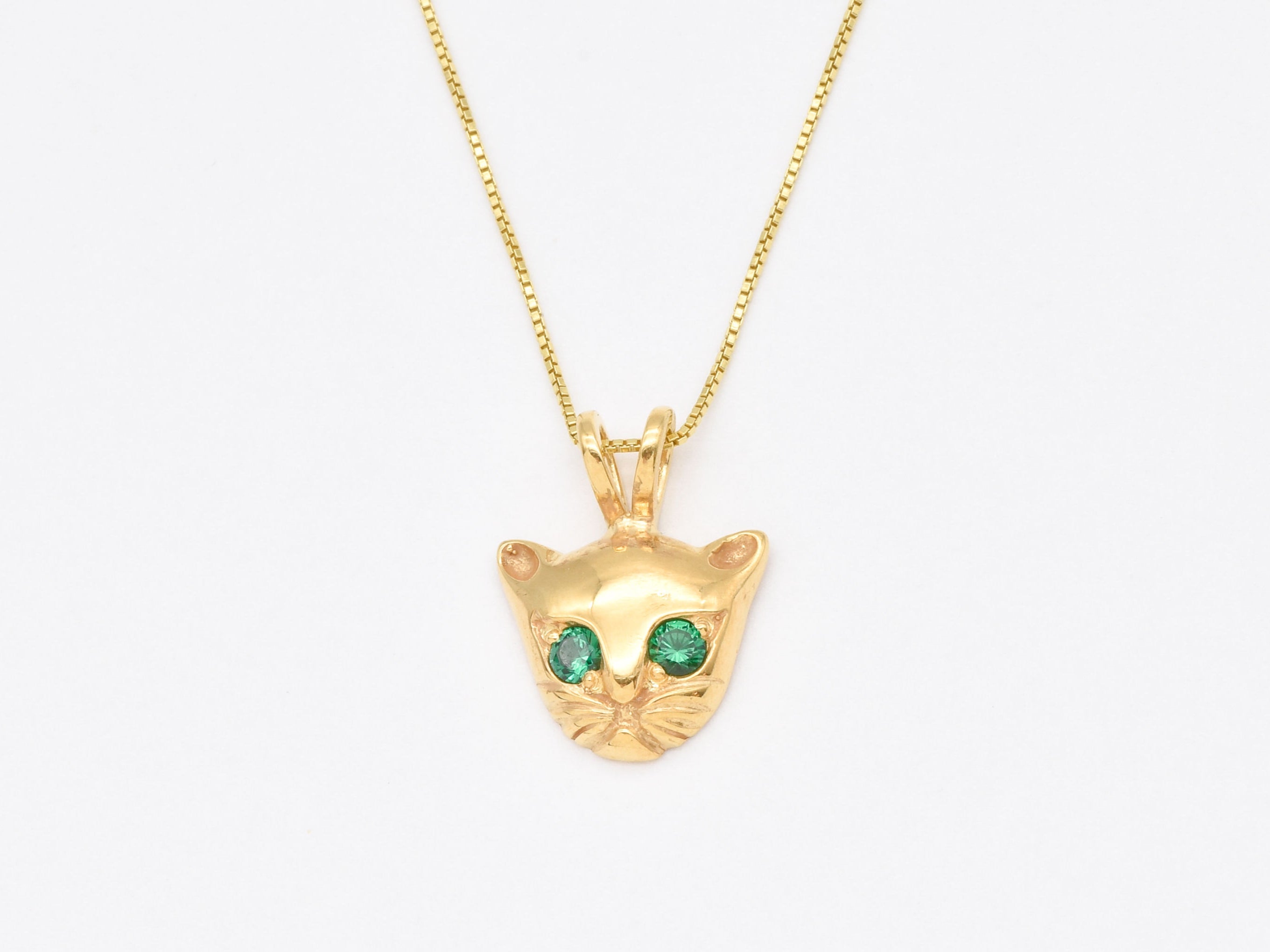 Created Emerald Pendant made in 18k Gold Vermeil with Round Created Green Emerald in Prong setting, May Birthstone gift idea, symbolizes, ideal for everyday wear and perfect for birthday gifting and special occasions.