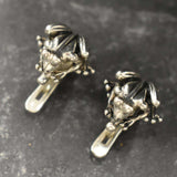 Silver Frog Earrings - Cute Amphibian Earrings - Unique Animal Earrings