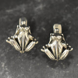 Silver Frog Earrings - Cute Amphibian Earrings - Unique Animal Earrings