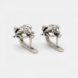 Silver Frog Earrings - Cute Amphibian Earrings - Unique Animal Earrings