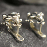 Silver Frog Earrings - Cute Amphibian Earrings - Unique Animal Earrings