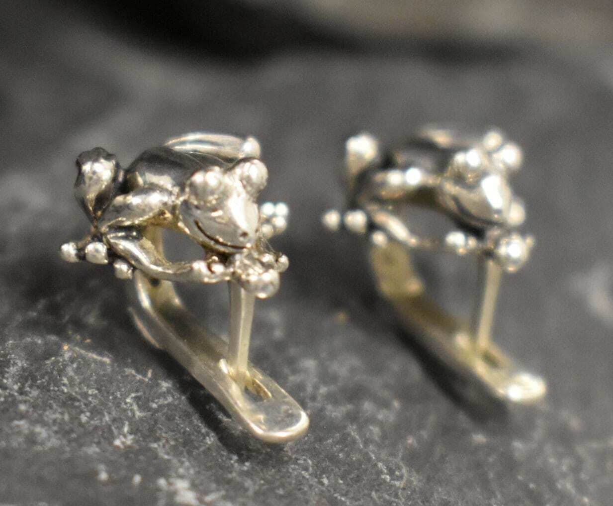 Silver Frog Earrings, Frog Studs, Lucky Earrings, Sterling Silver Earrings, Animal Earrings, Toad Earrings, Toad Studs, Solid Silver Studs