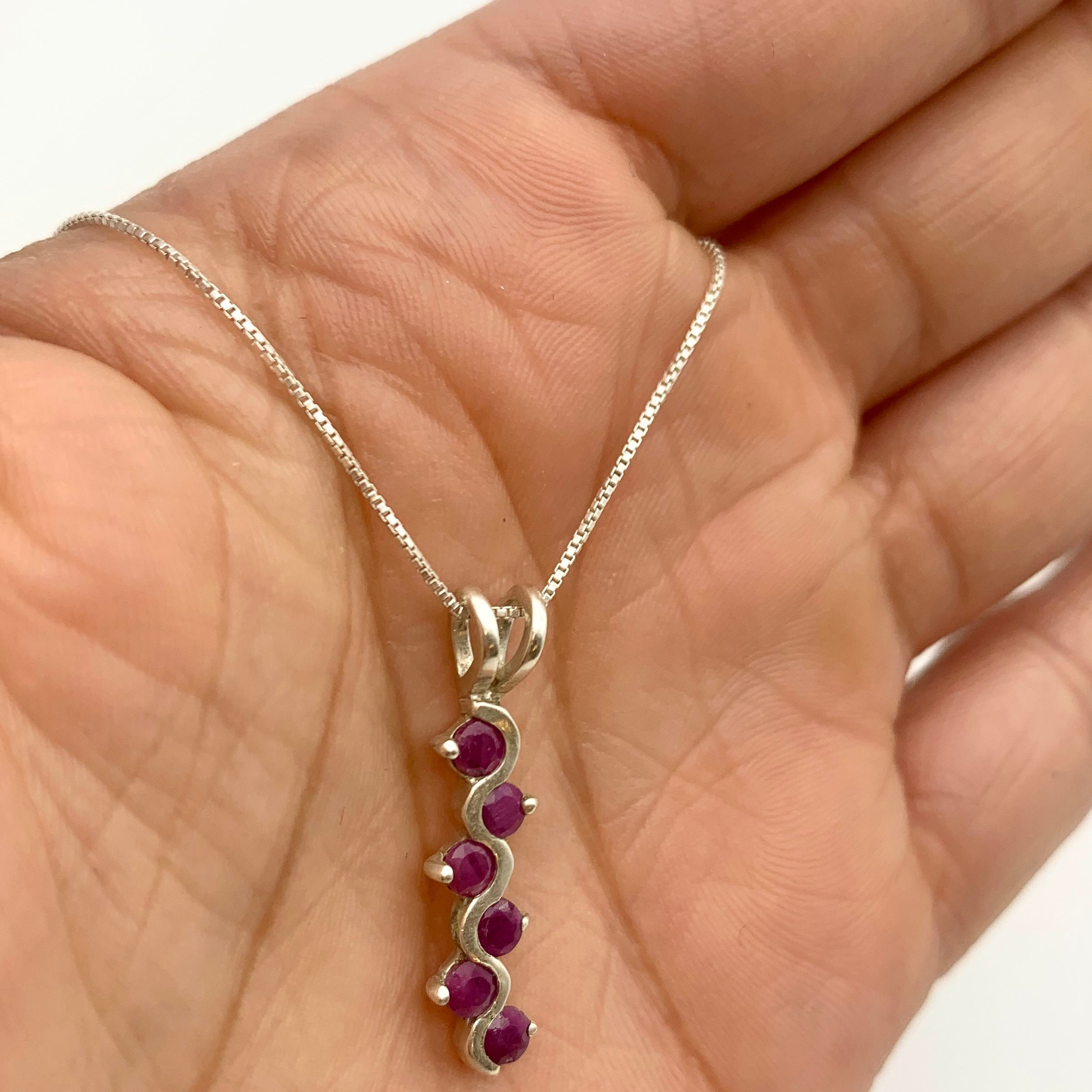 Elegant 925 Sterling Silver Ruby Pendant featuring Round Channel-Set Natural Red Ruby, perfect for birthdays and special occasions.