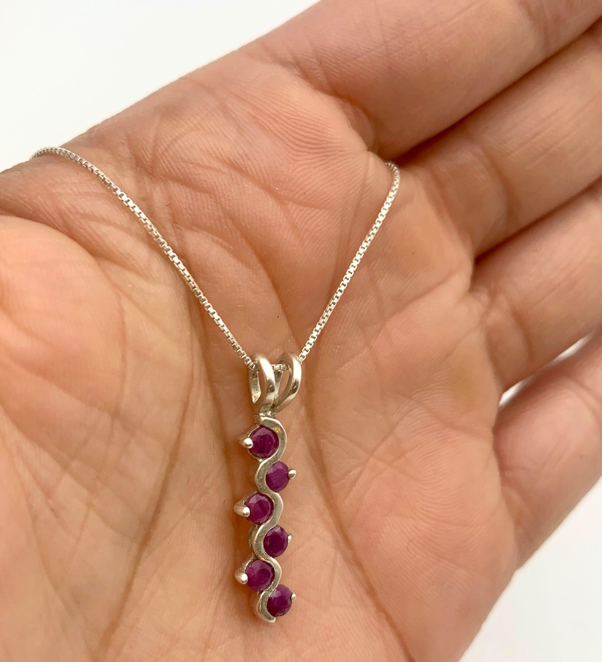 Elegant 925 Sterling Silver Ruby Pendant featuring Round Channel-Set Natural Red Ruby, perfect for birthdays and special occasions.