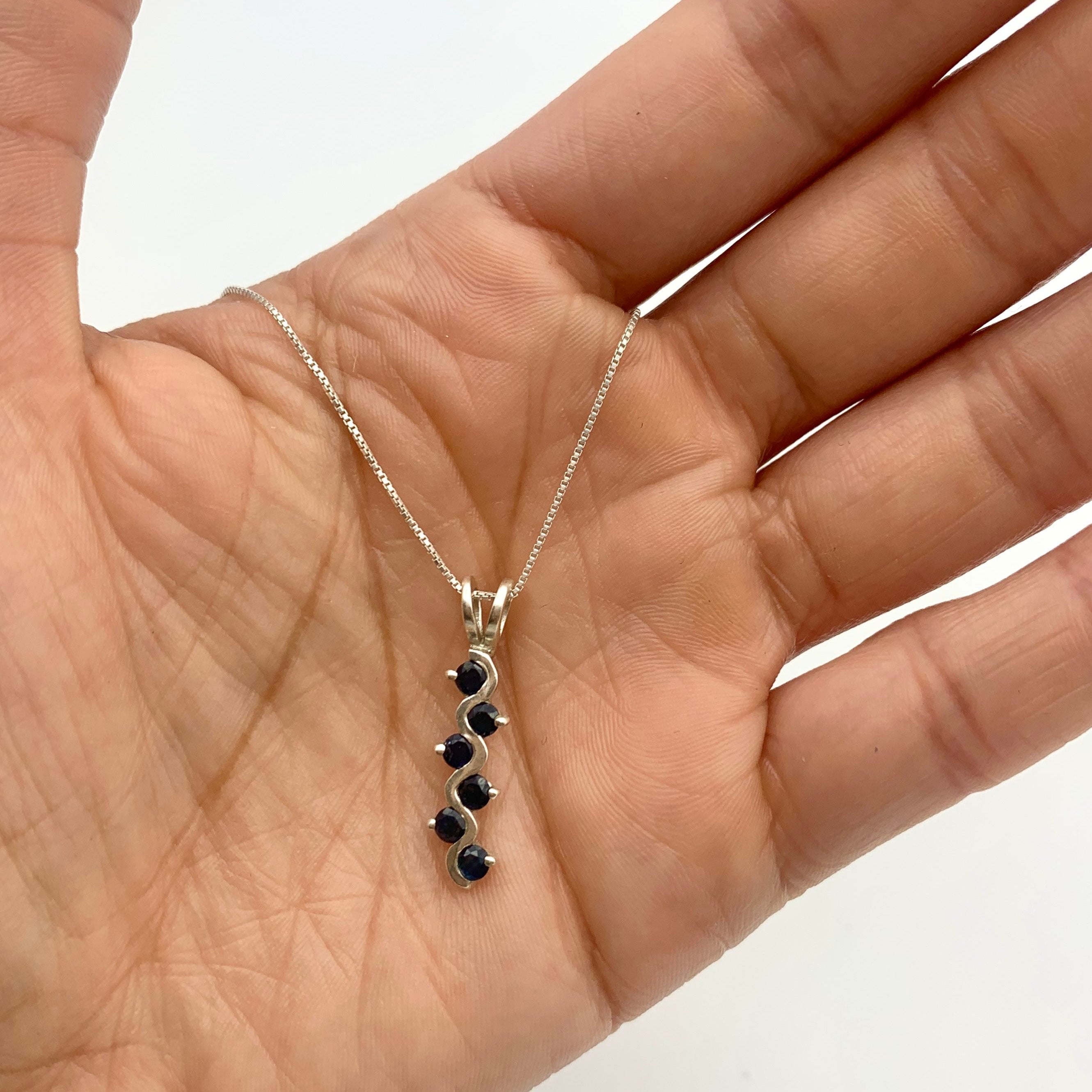 Elegant Blue Sapphire Pendant Necklace in 925 Sterling Silver, perfect for birthdays and special occasions.