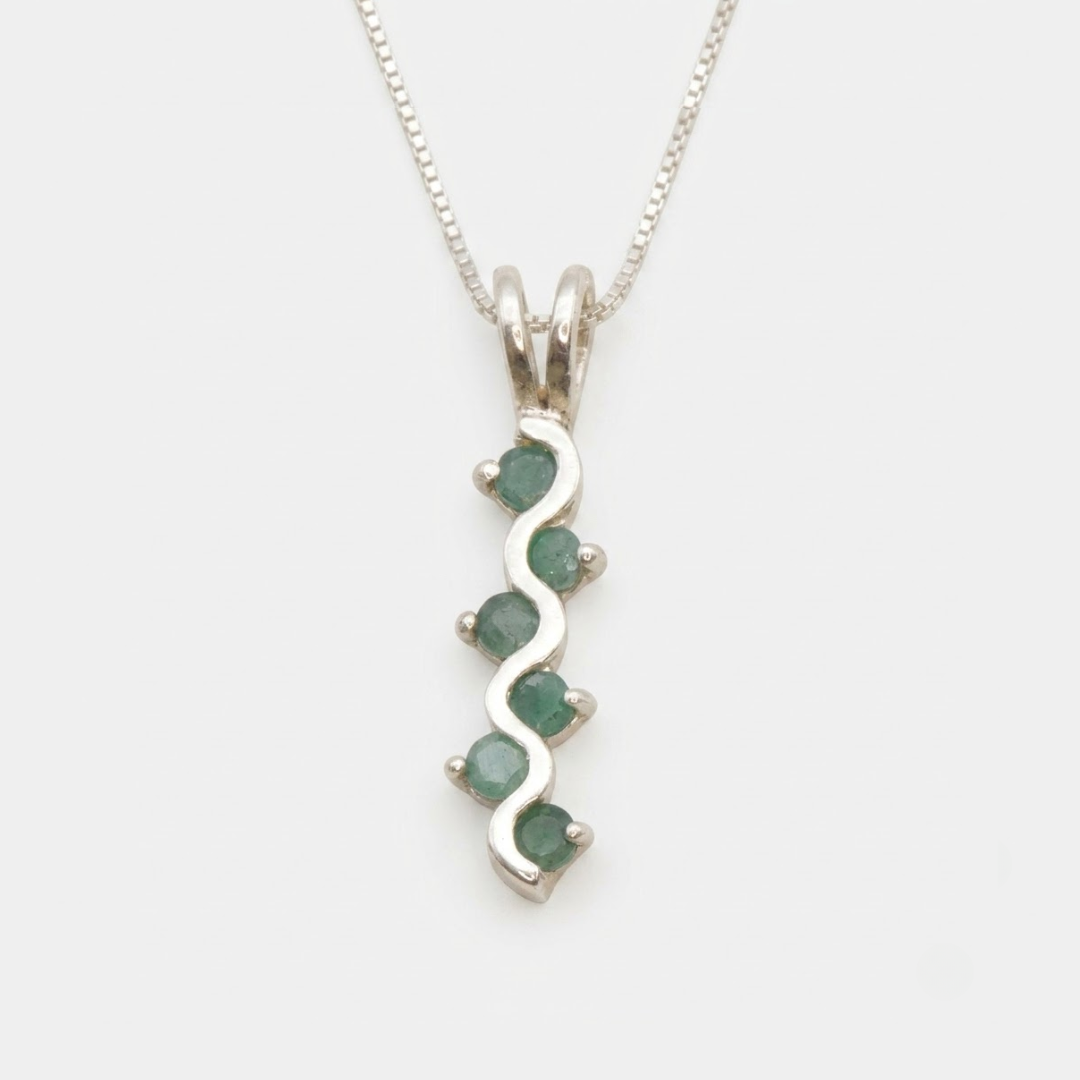 Natural Emerald Pendant made in 925 Sterling Silver with Round Natural Green Emerald in Channel-Set setting, May Birthstone gift idea, symbolizes growth, harmony, and deep emotional healing, ideal for everyday wear and perfect for birthday gifting and special occasions.