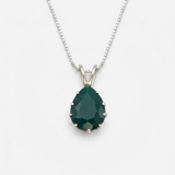 Created Emerald Pendant made in 925 Sterling Silver with Pear Created Green Emerald in Prong setting, May Birthstone gift idea, symbolizes, ideal for everyday wear and perfect for birthday gifting and special occasions.