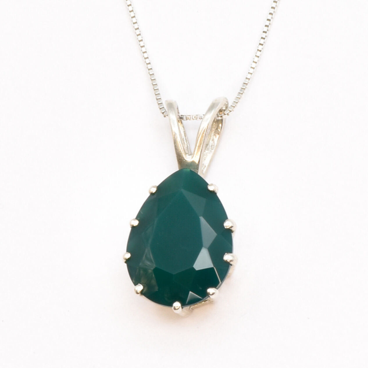 Created Emerald Pendant made in 925 Sterling Silver with Pear Created Green Emerald in Prong setting, May Birthstone gift idea, symbolizes, ideal for everyday wear and perfect for birthday gifting and special occasions.