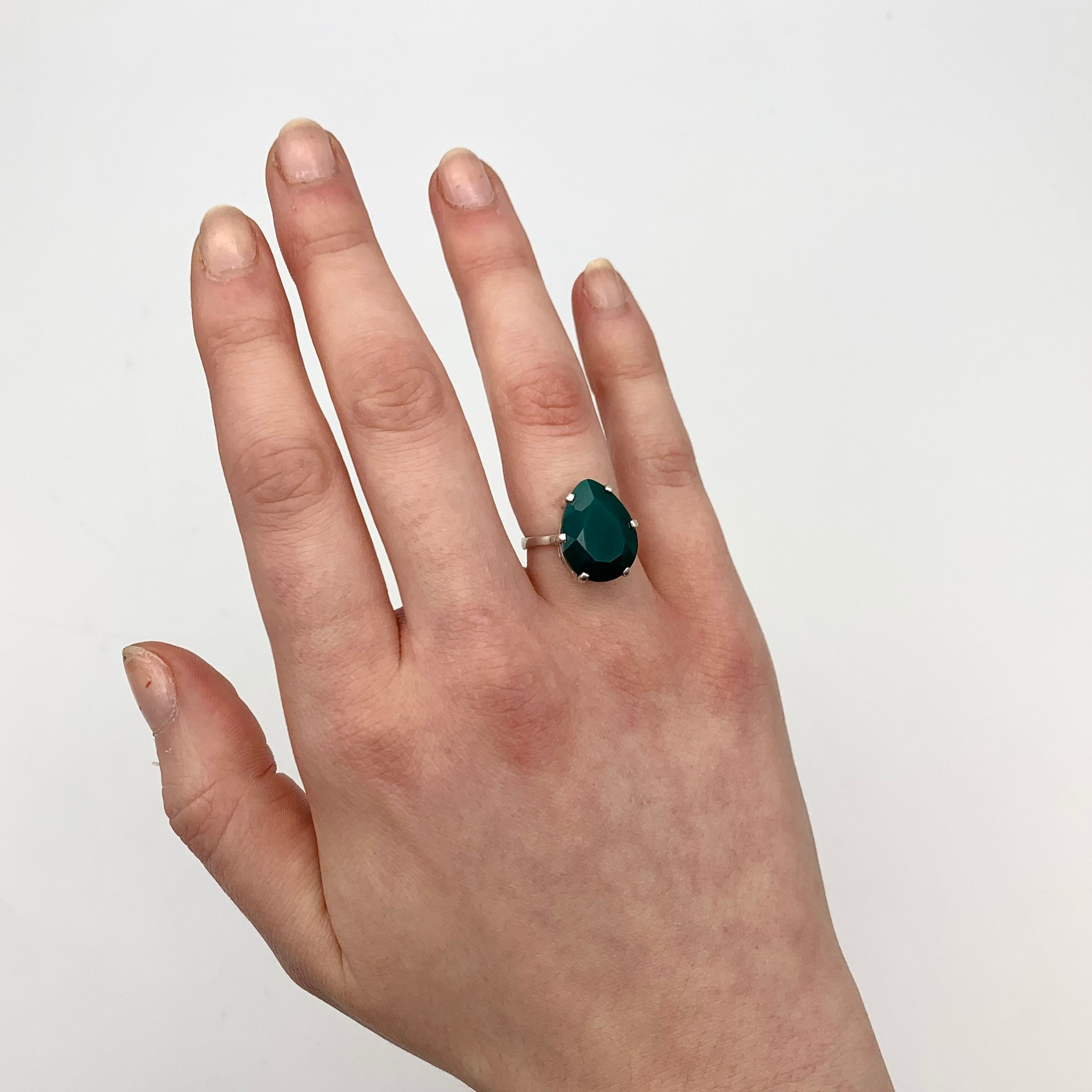 Elegant 925 Sterling Silver ring featuring a prong-set Created Green Emerald, perfect for birthdays and everyday wear.