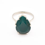 Emerald Statement Ring - Green Teardrop Ring - Large Vintage Ring