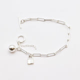 Silver Lock Bracelet - Silver Chain Bracelet - Padlock Charm Bracelet