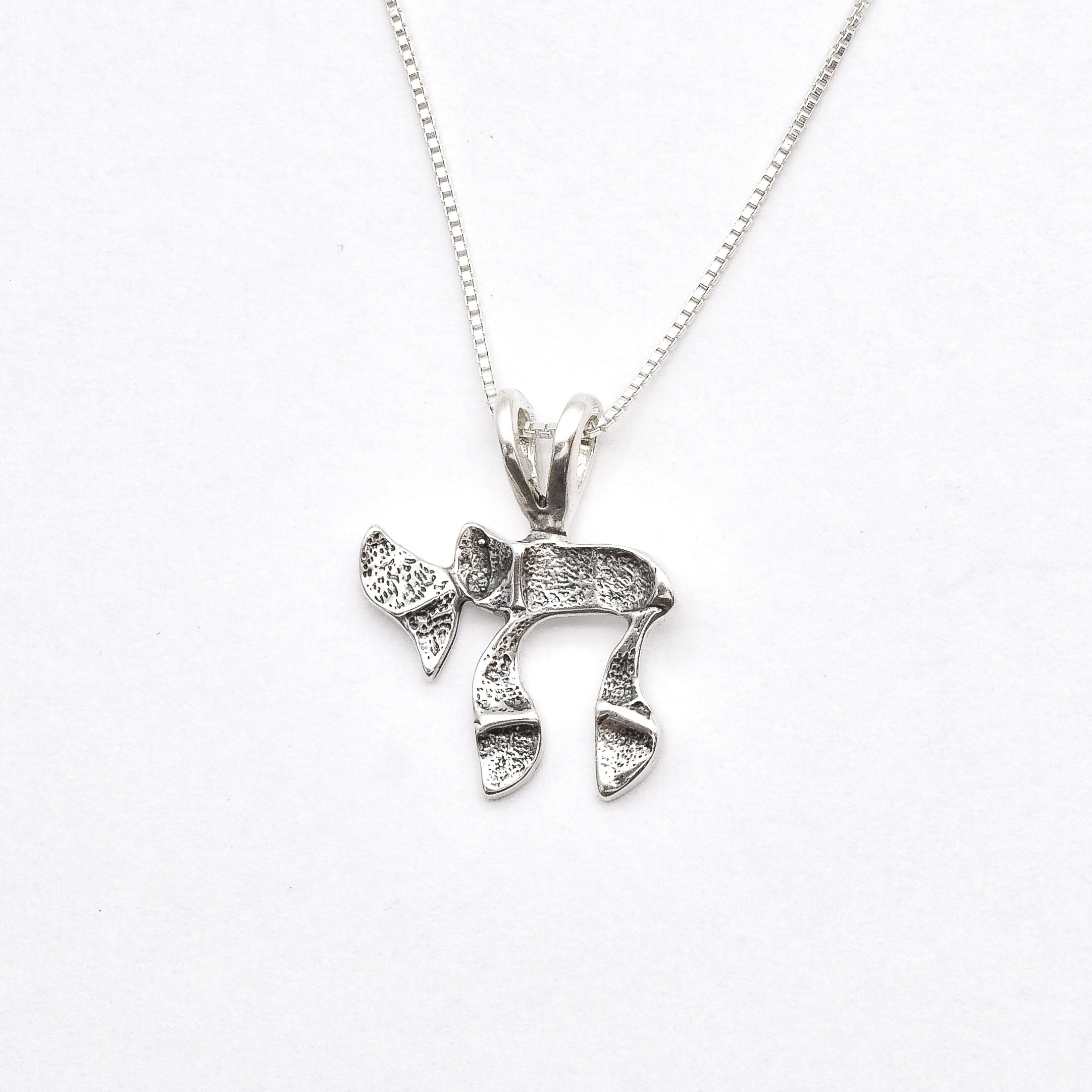 Hebrew Chai Pendant - Abstract Jewish Necklace - Israel Amulet Necklace made in 925 Sterling Silver. Ideal for everyday wear and perfect for birthday gifting and special occasions.