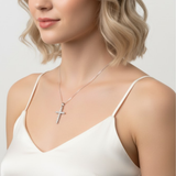 Stunning Created CZ Pendant in 925 Sterling Silver, ideal April Birthstone gift, adds sparkle to any outfit.