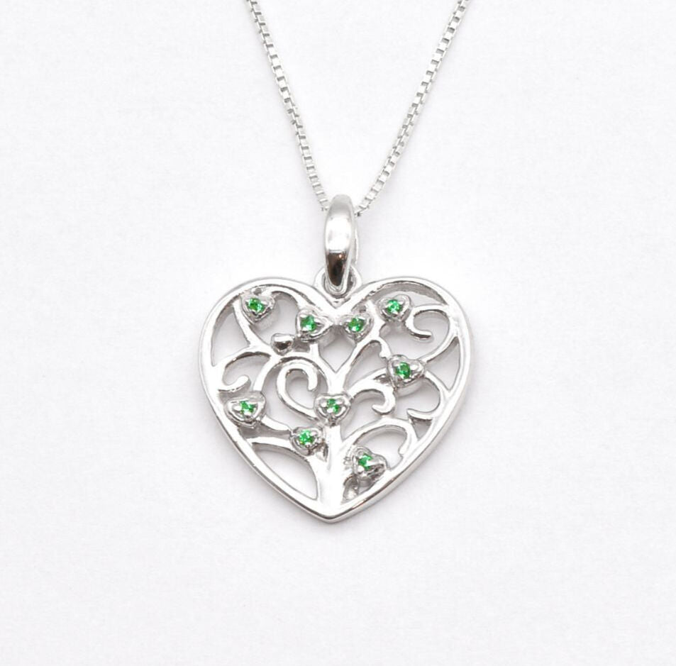 Created Emerald Pendant made in 925 Sterling Silver with Round Created Green Emerald in setting, May Birthstone gift idea, symbolizes, ideal for everyday wear and perfect for birthday gifting and special occasions.