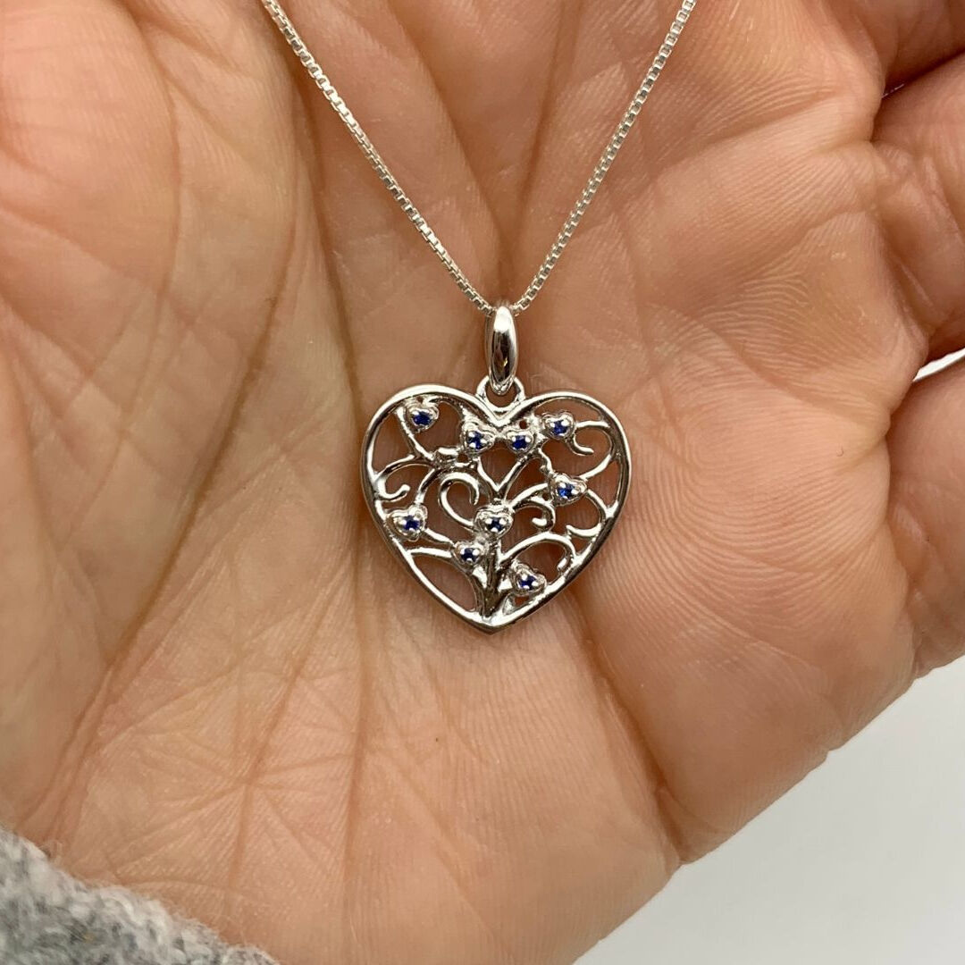 Elegant Created Sapphire Pendant in 925 Sterling Silver, perfect for birthdays and celebrating sincerity and faithfulness.