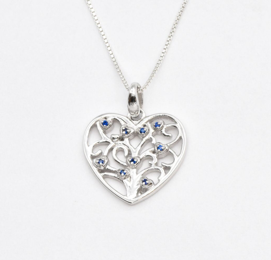 Created Sapphire Pendant made in 925 Sterling Silver with Round Created Blue Sapphire in setting, September Birthstone gift idea, symbolizes sincerity, truth, and faithfulness, ideal for everyday wear and perfect for birthday gifting and special occasions.