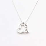 Diamond Heart Necklace - Silver Heart Necklace - Brilliant Heart Necklace