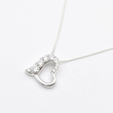 Diamond Heart Necklace - Silver Heart Necklace - Brilliant Heart Necklace