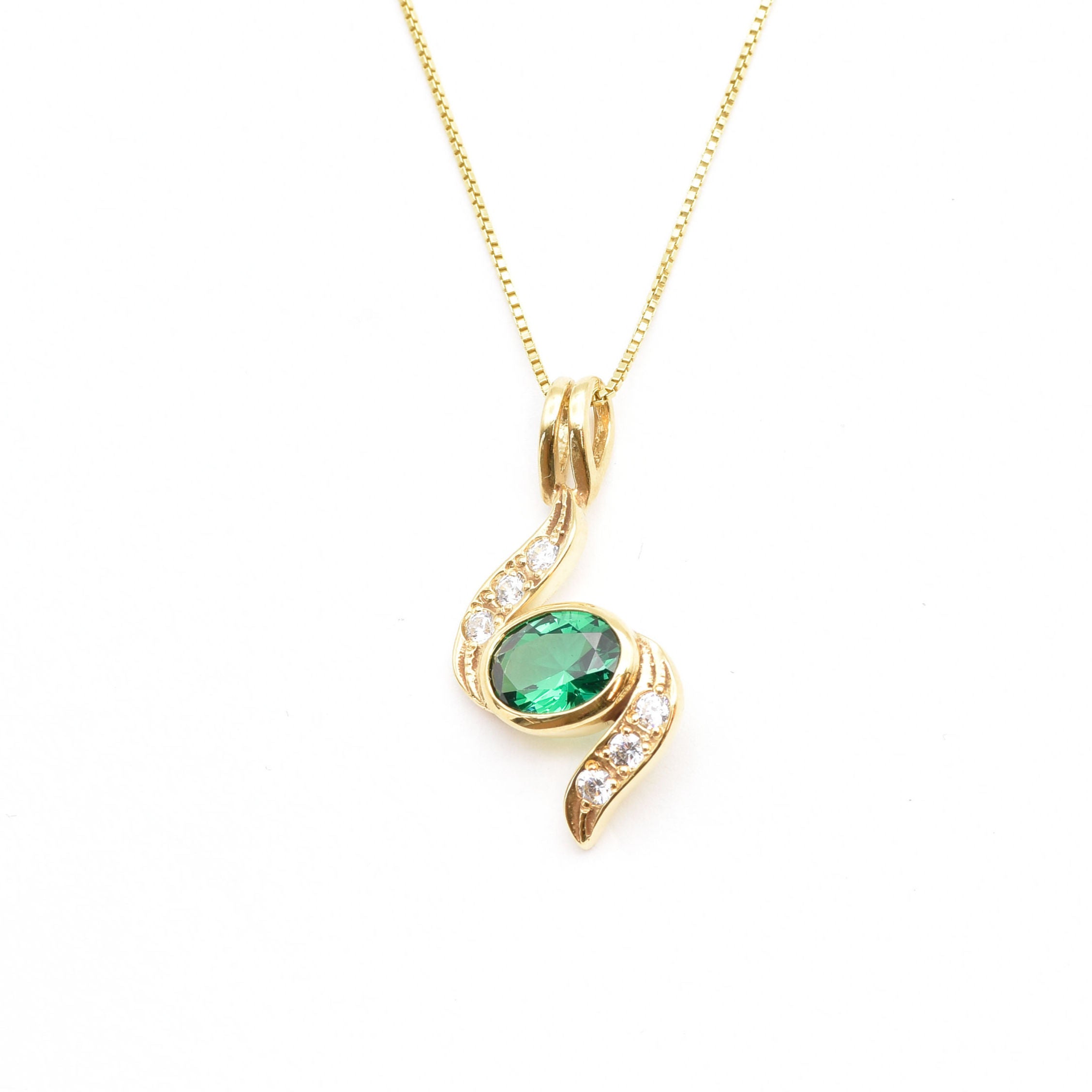 2269-P-cEME: Gold Vermeil 18k Created Emerald