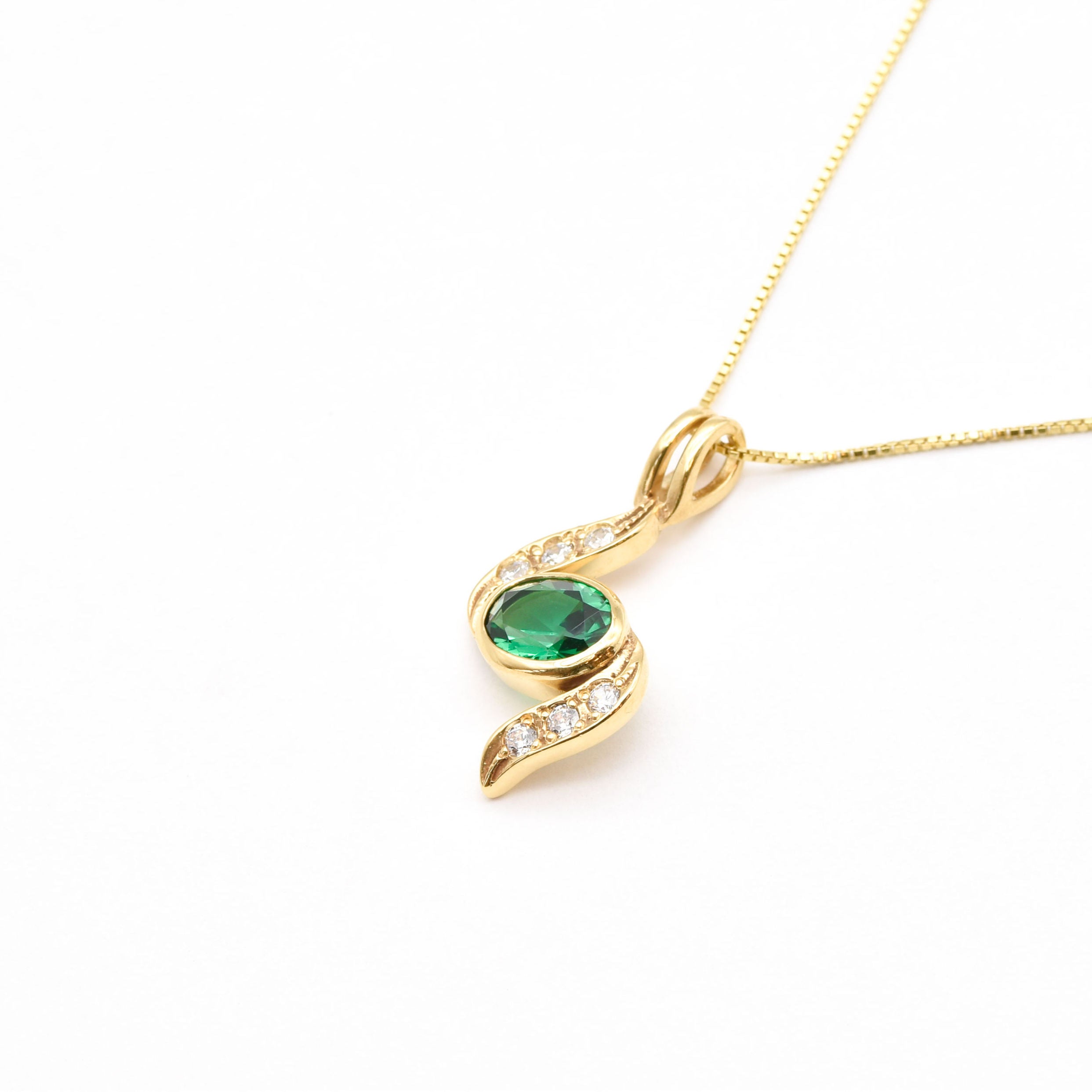 2269-P-cEME: Gold Vermeil 18k Created Emerald