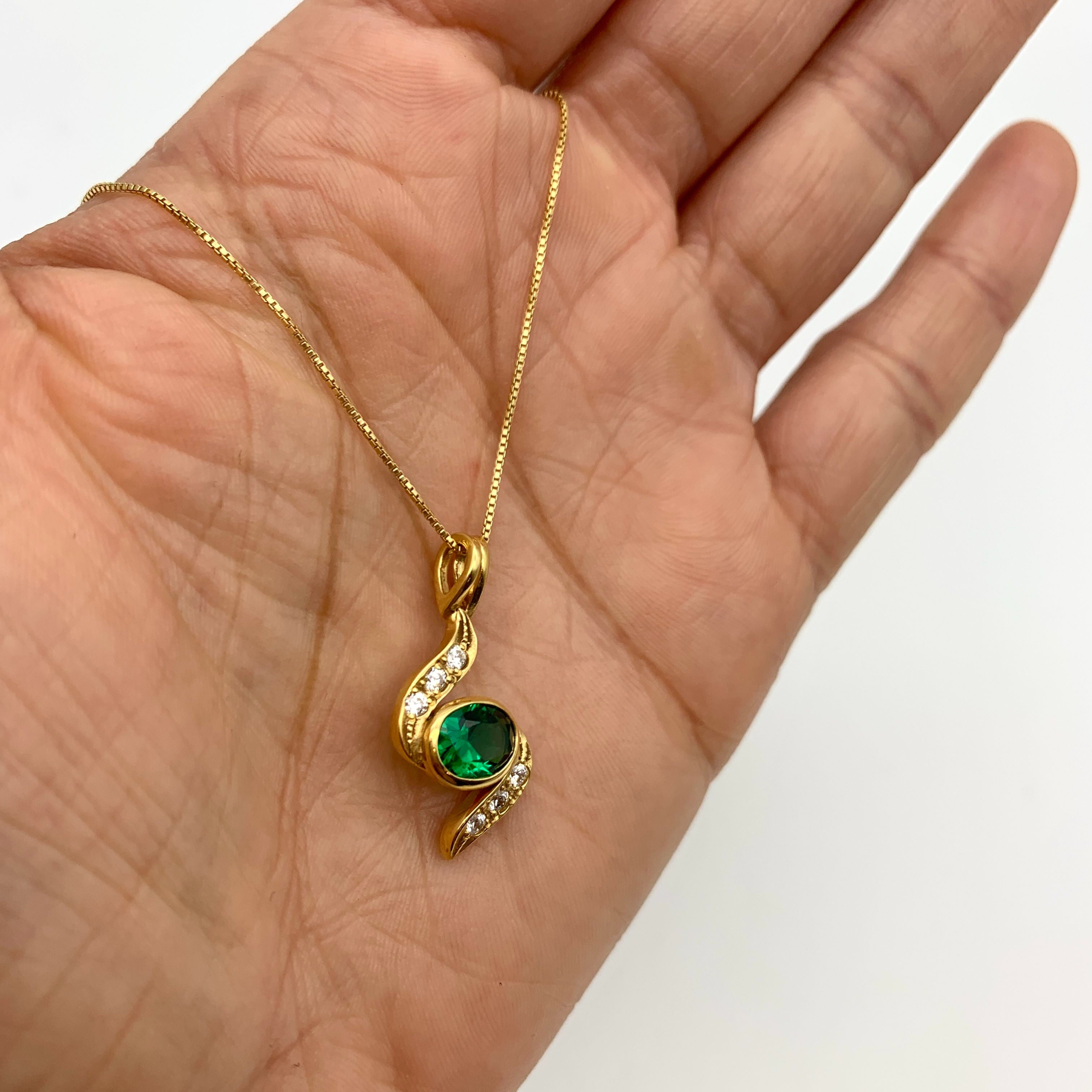 2269-P-cEME: Gold Vermeil 18k Created Emerald