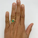 Gold Emerald Ring - Bypass Emerald Ring - Green Engagement Ring