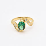 Created Emerald Ring made in 18k Gold Vermeil with Oval Created Green Emerald in Bezel setting, May Birthstone gift idea, symbolizes, ideal for everyday wear and perfect for birthday gifting and special occasions.