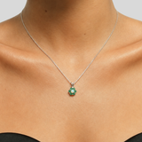 Elegant 925 Sterling Silver Natural Emerald Pendant with Cluster setting, perfect for May birthdays and meaningful gifts.