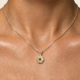 Daisy Opal Necklace - Natural Fire Opal Necklace - Natural Emerald Pendant