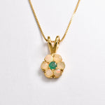 Fire Opal Necklace - Gold Flower Necklace - October Birthstone Necklace made in 18k Gold Vermeil. Ideal for everyday wear and perfect for birthday gifting and special occasions.