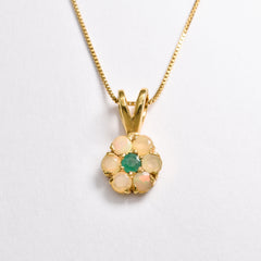 Fire Opal Necklace - Gold Flower Necklace - October Birthstone Necklace made in 18k Gold Vermeil. Ideal for everyday wear and perfect for birthday gifting and special occasions.