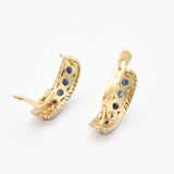 Genuine Sapphire Earrings - Gold Vertical Earrings - Blue Vintage Earrings