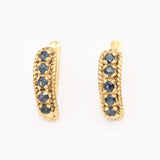 Genuine Sapphire Earrings - Gold Vertical Earrings - Blue Vintage Earrings