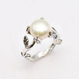 Leaf Pearl Ring - Natural Pearl Band - Pearl Statement Ring