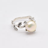 Pearl leaf Ring - Large Leaf  Ring - Statement Branch Ring