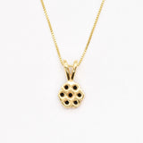 Gold Onyx Necklace - Flower Onyx Pendant - Gold Daisy Necklace