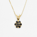 Flower Onyx Pendant - Black Onyx Necklace - Silver Daisy Necklace