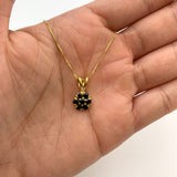 Gold Onyx Necklace - Flower Onyx Pendant - Gold Daisy Necklace