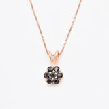 Flower Onyx Pendant - Black Onyx Necklace - Silver Daisy Necklace