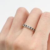 Silver Onyx Band - Black Eternity Ring - Stackable Ring