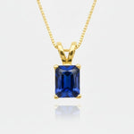 Stunning 18k Gold Vermeil Pendant adorned with Baguette Created Blue Sapphire, a meaningful gift for September birthdays.