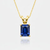Stunning 18k Gold Vermeil Pendant adorned with Baguette Created Blue Sapphire, a meaningful gift for September birthdays.